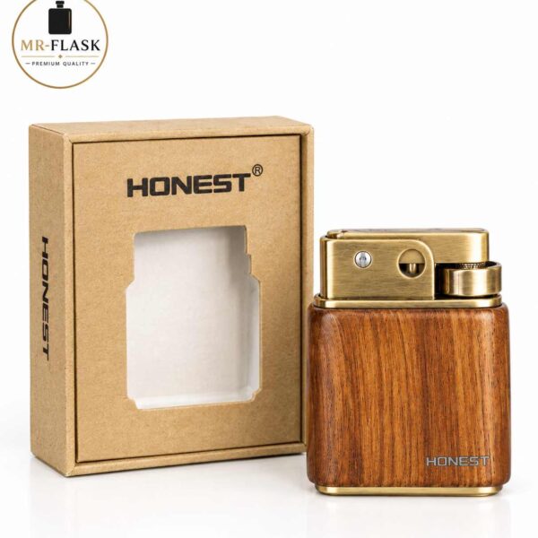 فندک بنزینی هانست Honest مدل کلاسیک طرح چوب D3